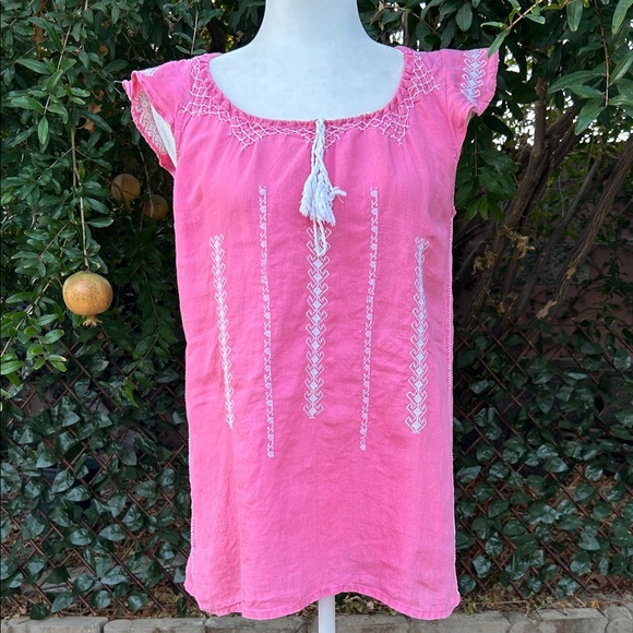Rare Calypso St. Barth Linen Embroidered Top Small – Vibrant Pink